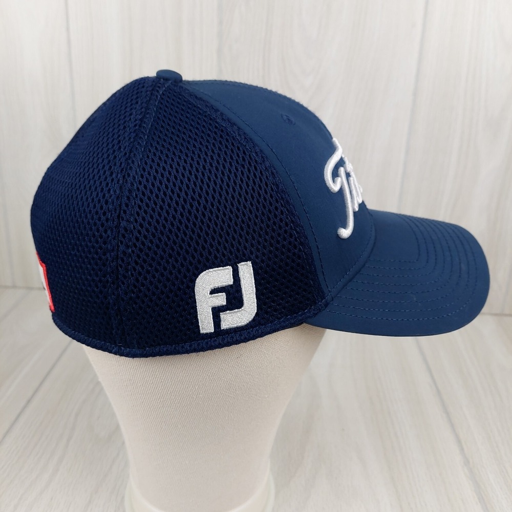 Titleist Golf Hat Mens Small-Medium Navy Blue Mesh Back Pro V1 FJ New Era Cap - Picture 4 of 7